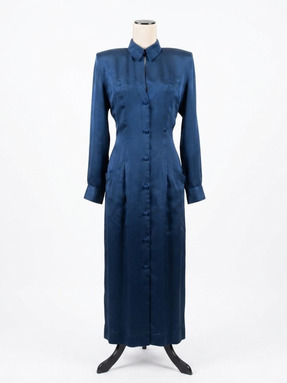 Vintage 80s ‘I Love You’ Corset Maxi Dress Navy Size 8